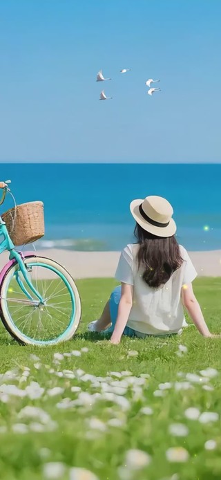 清新大海边女孩