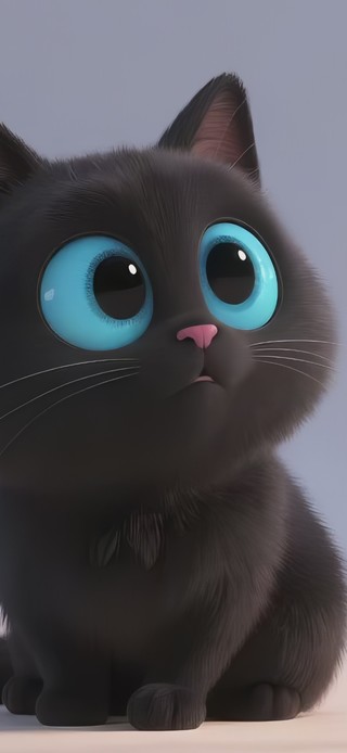 可爱逗鱼小黑猫