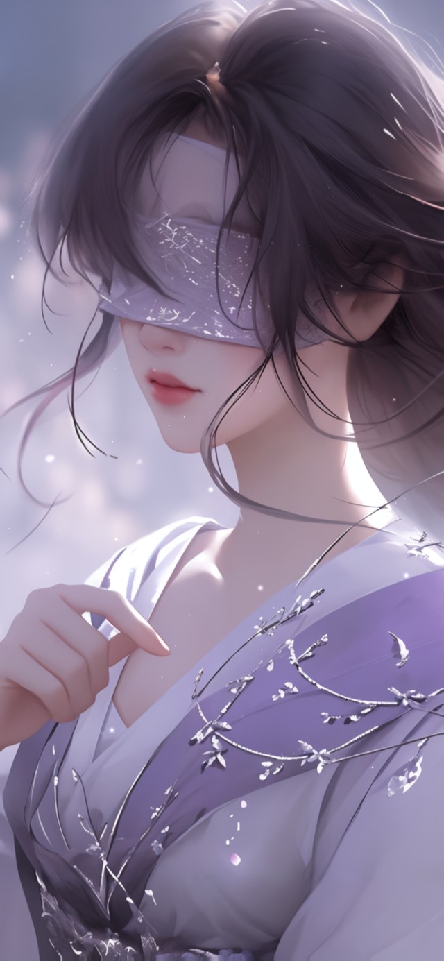 樱花紫发蒙眼少女