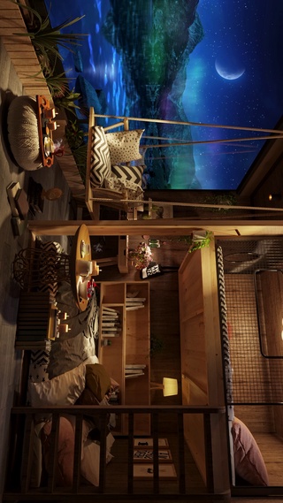 静谧星河月夜小屋