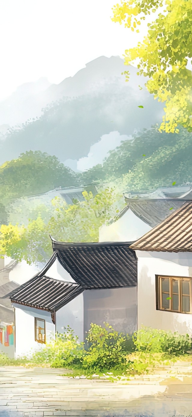 清新午后静谧小镇