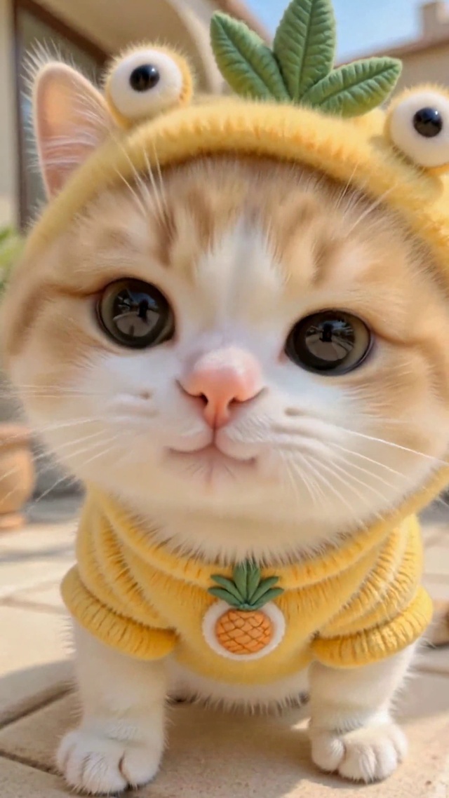 菠萝装可爱小奶猫