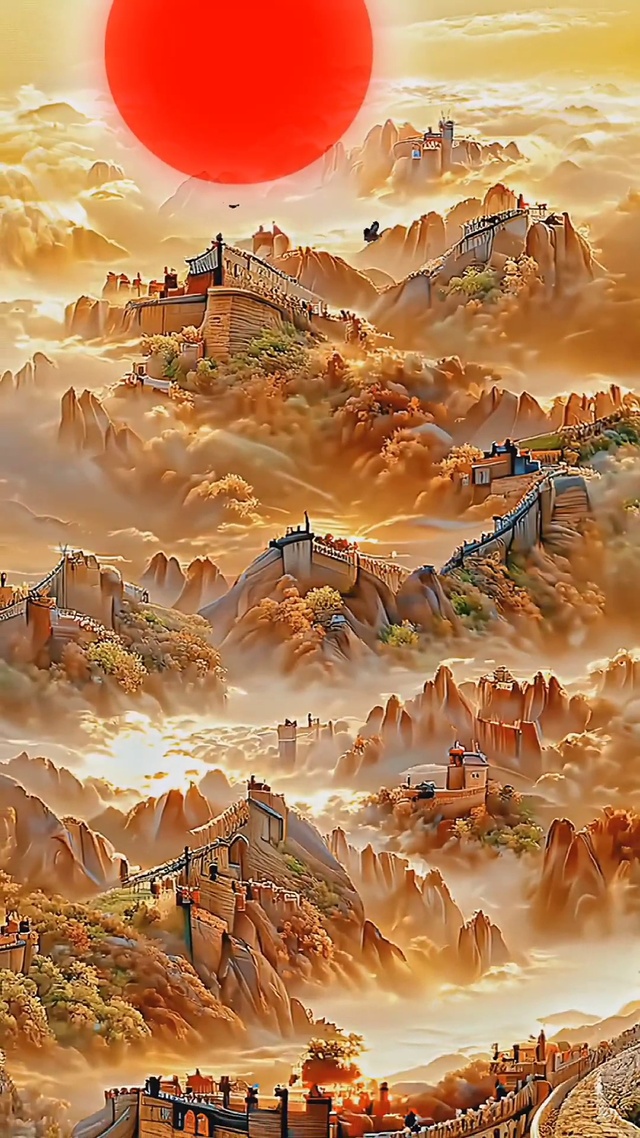 红日，长城