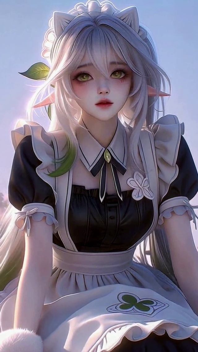 花丛猫耳女仆精灵美少女