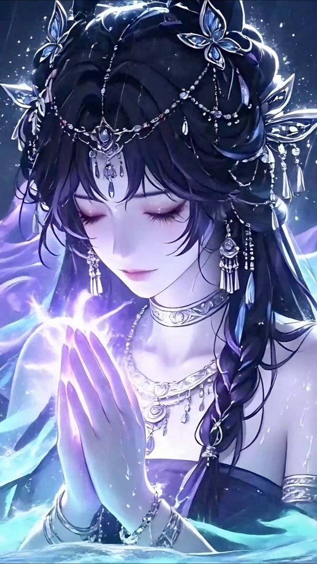 彼岸花河畔祈水少女