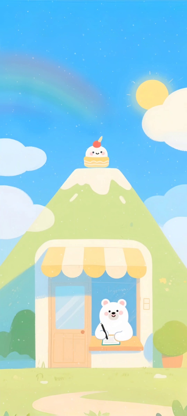 小清新可爱小熊努力学习