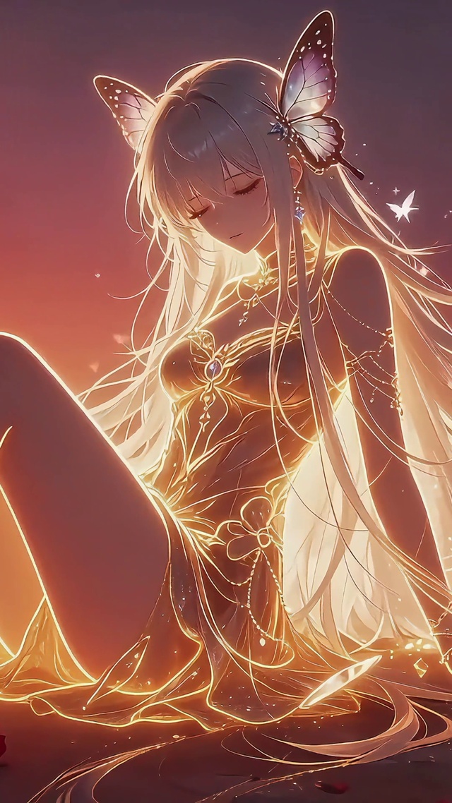夕阳神明少女光影