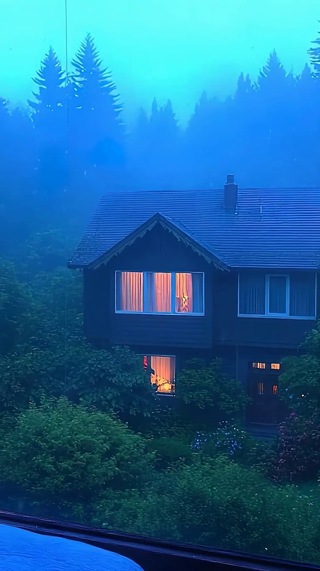 雨天树木