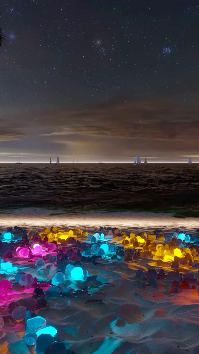 夜晚荧光海滩