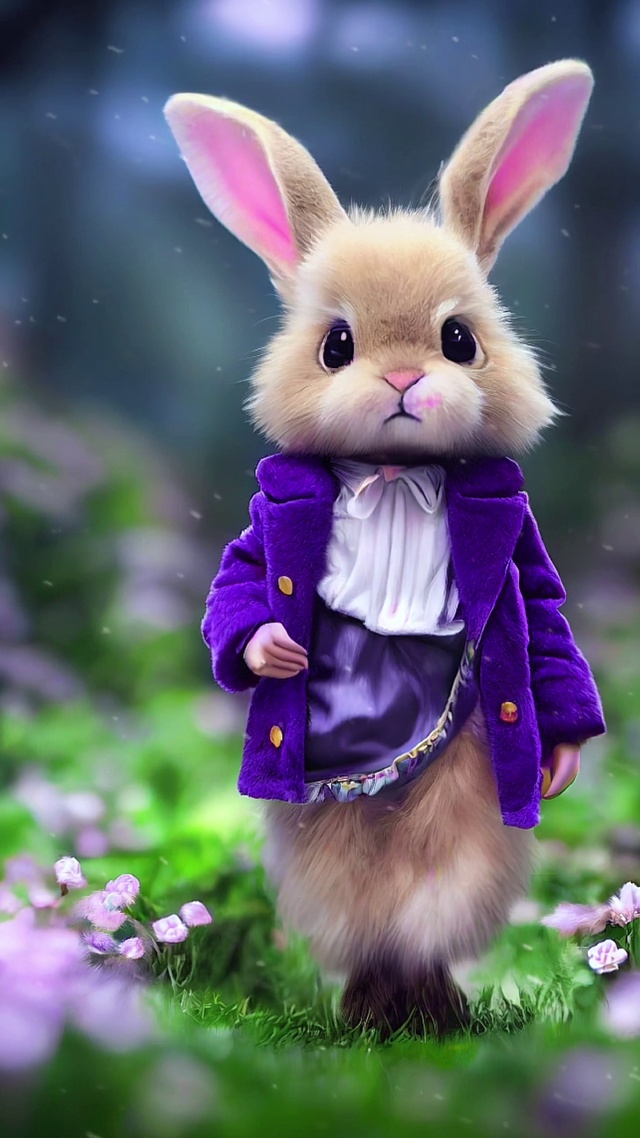 治愈紫色衣兔子