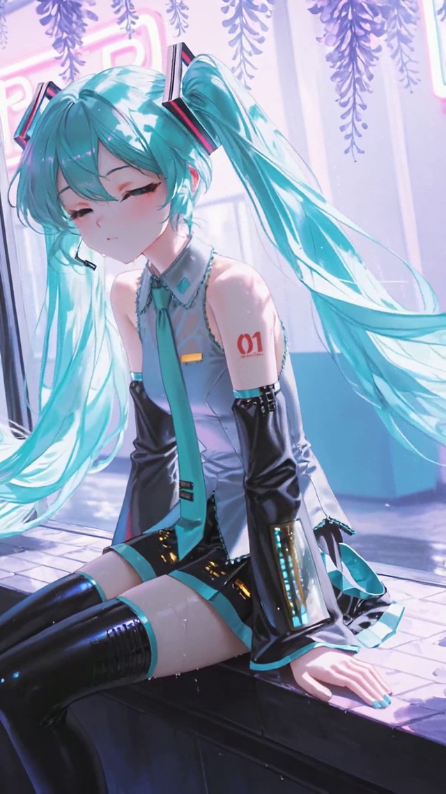 雨天窗边的少女初音未来