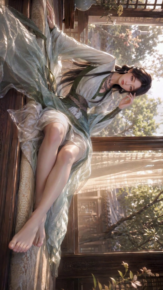 古风清雅窗边汉服美人