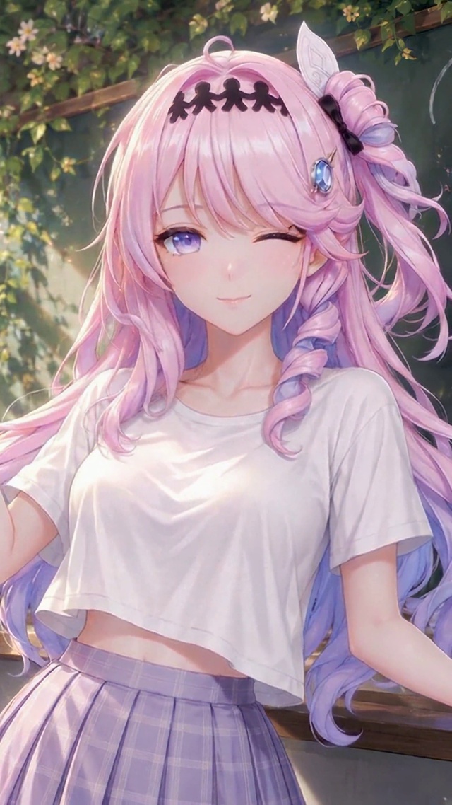 教室粉发俏皮眨眼美少女达尼娅