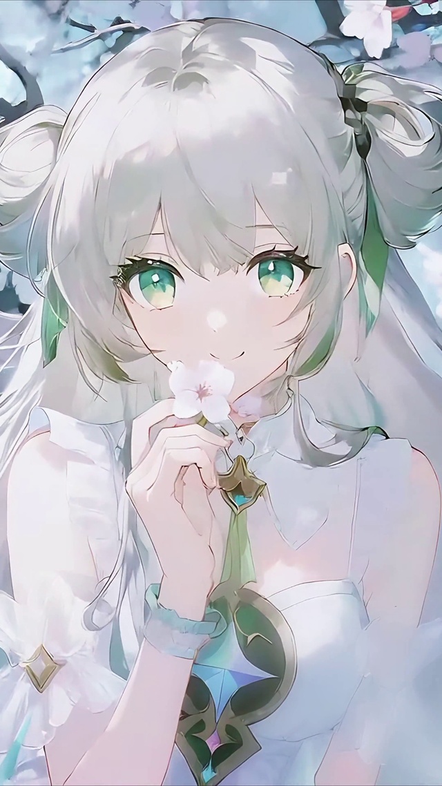樱花树下俏皮少女