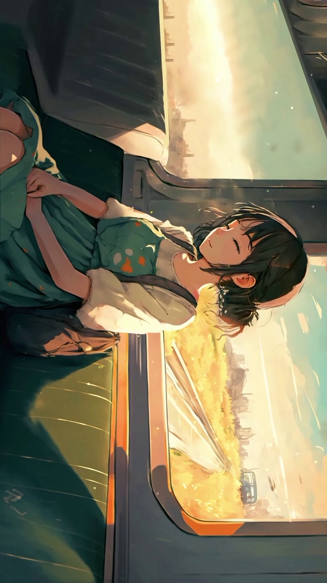 插画-夕阳下的女孩