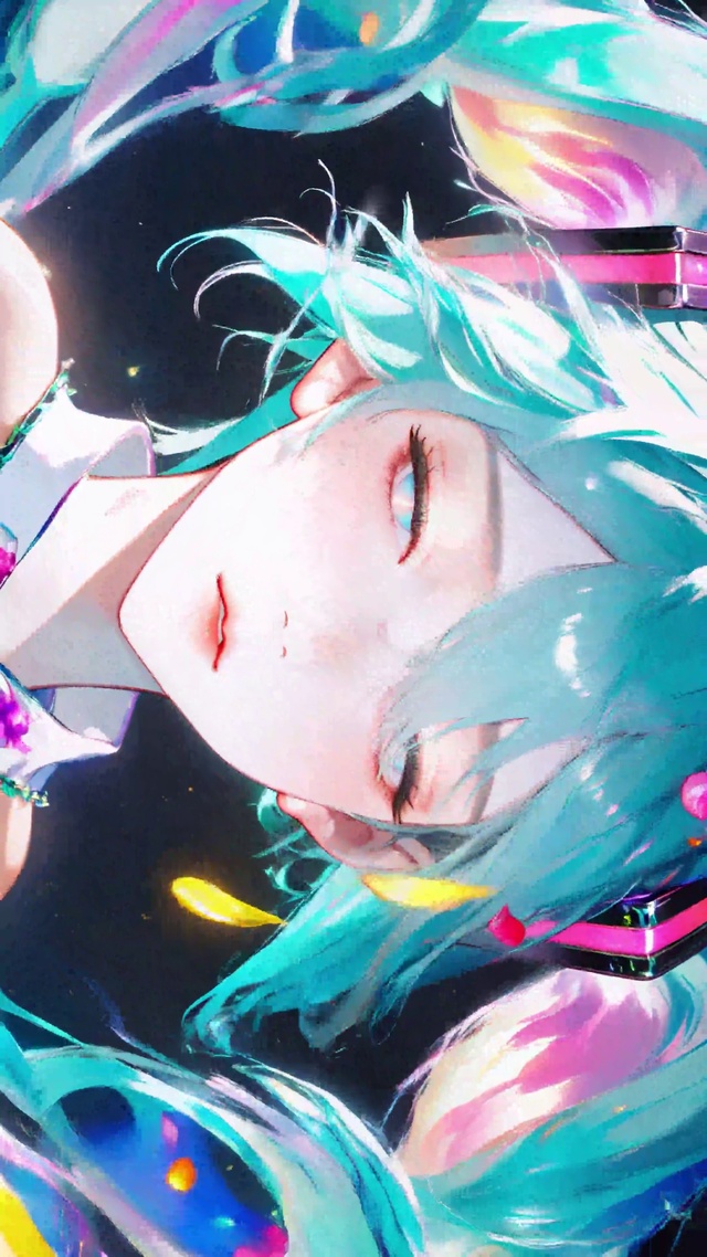 绿色双马尾炫彩女孩