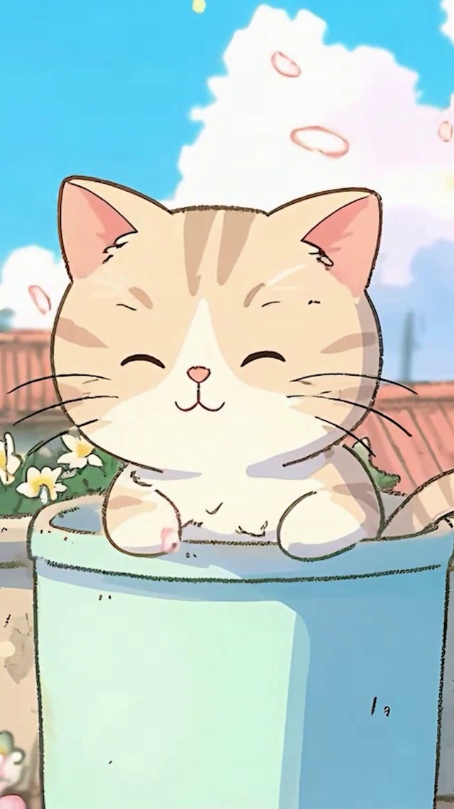 蓝天白云树木猫咪