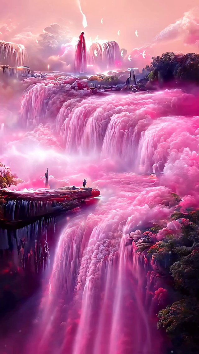 治愈紫色云瀑布