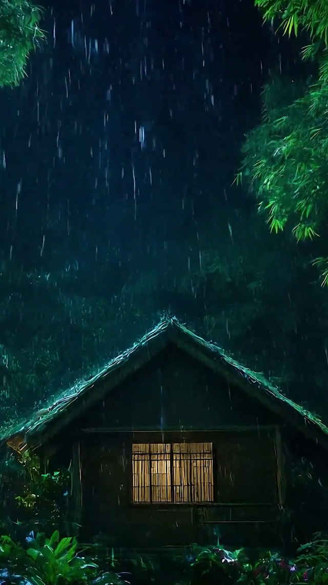 护眼雨天竹林景色