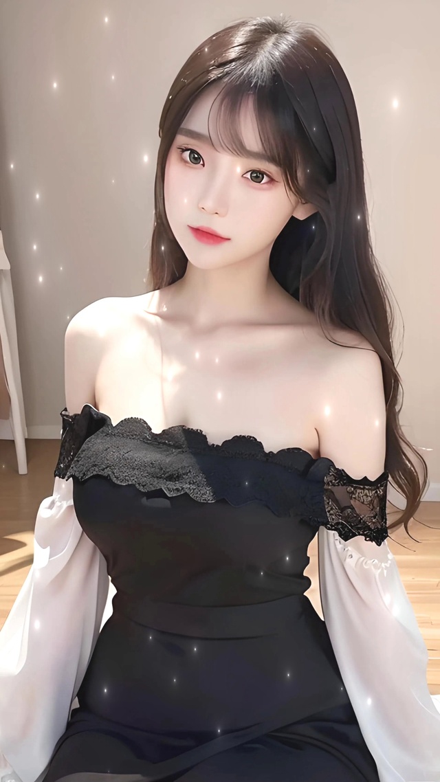 4K 黑色连衣裙的学妹