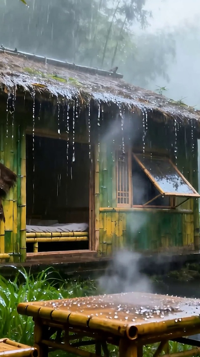护眼雨天竹林