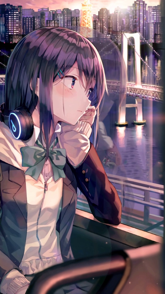 城市列车上的少女