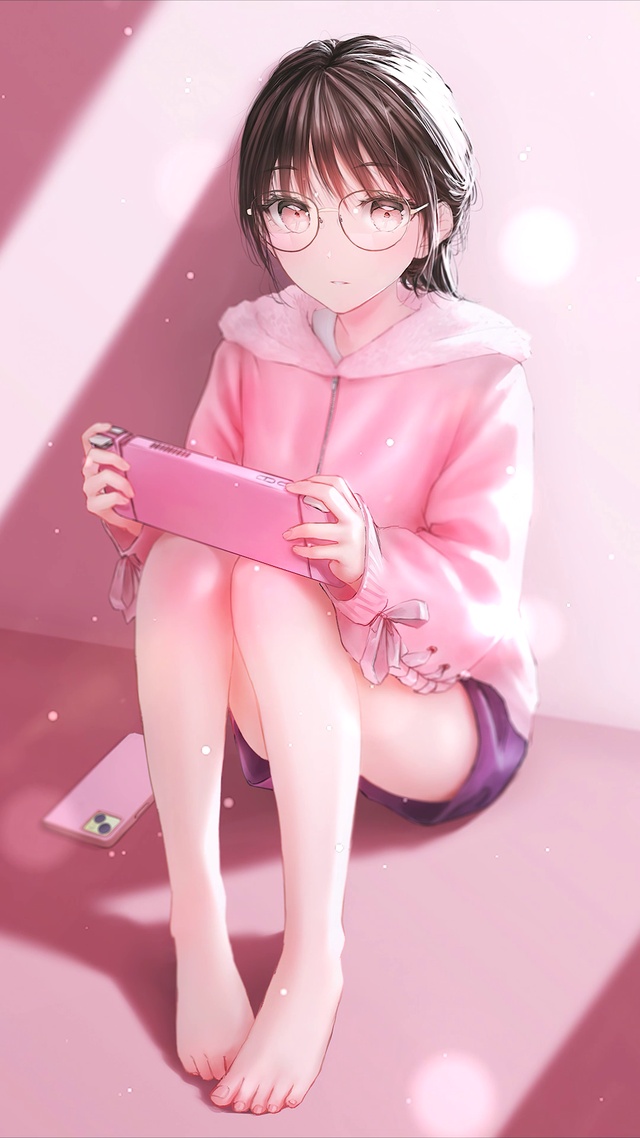 粉色房间粉眼镜少女