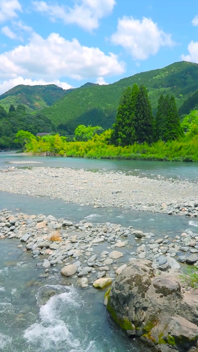 夏日青山河流