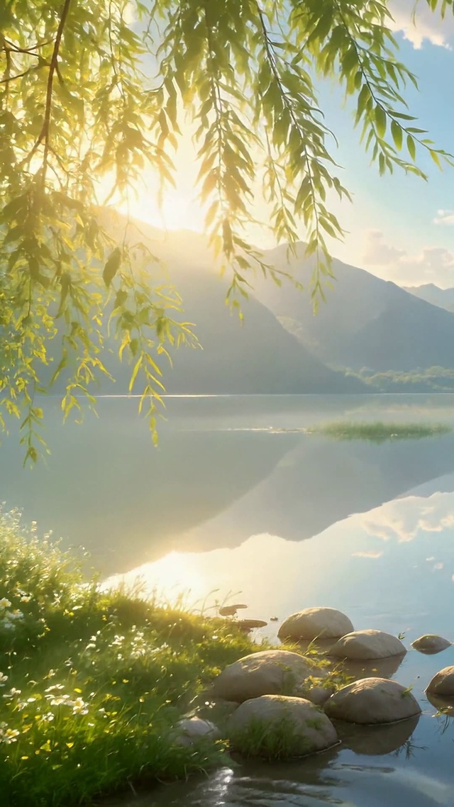晨光湖畔治愈风景