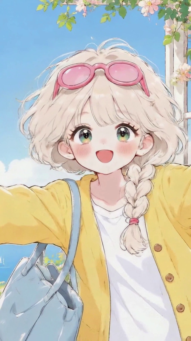 海边窗边拥抱阳光的可爱少女