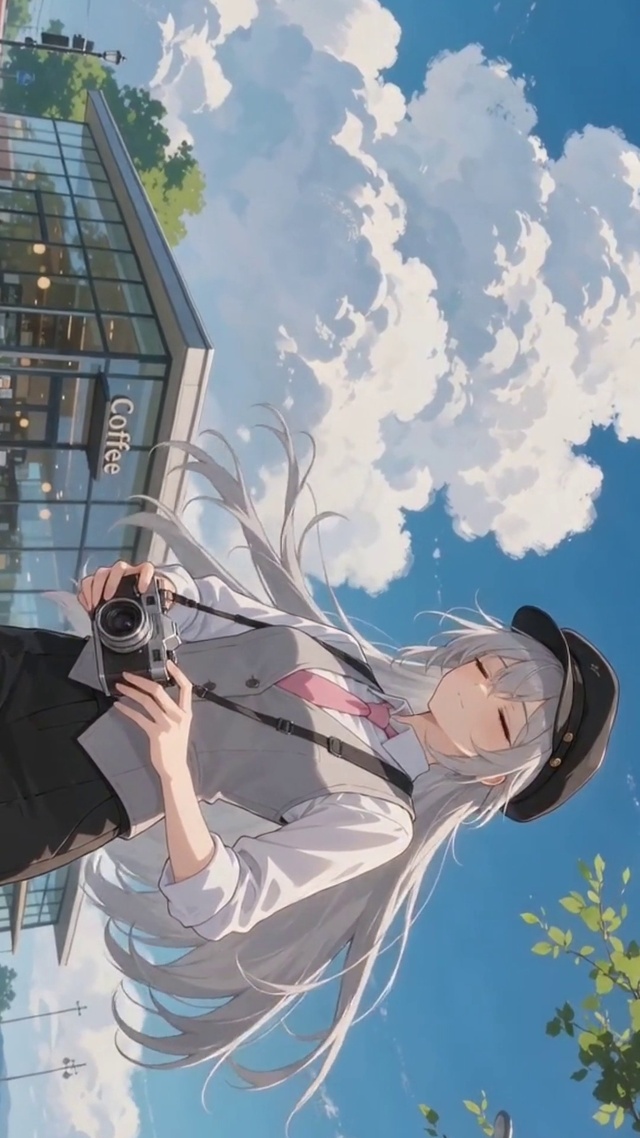 户外胶片相机少女场景