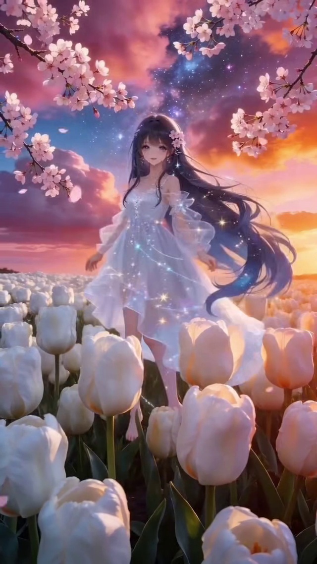 康乃馨花丛女孩_1