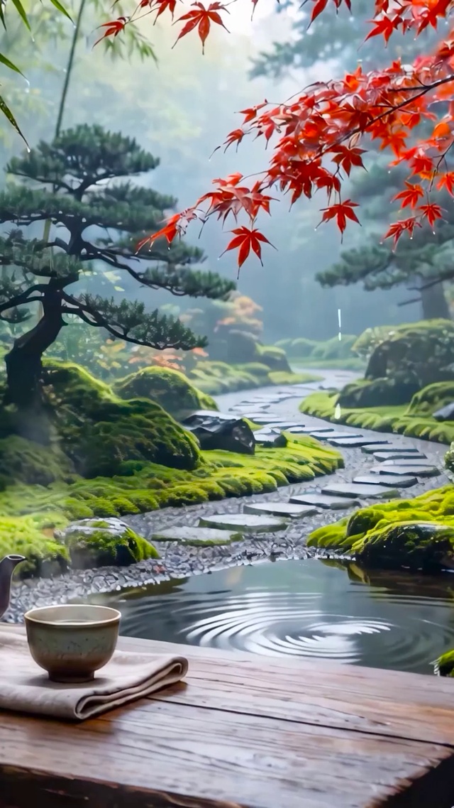 园林雨景