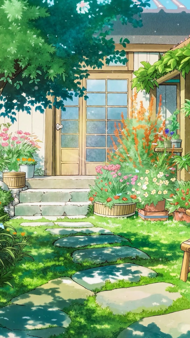 治愈插画小屋庭院