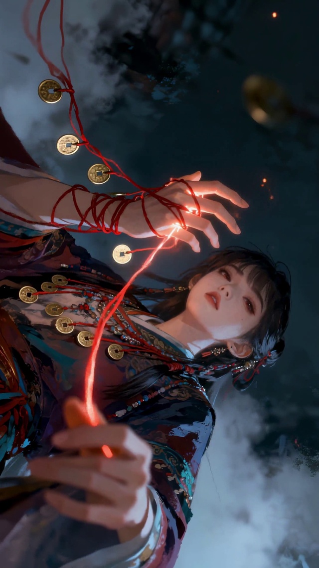 红绳命理的古风少女红绳月老女孩