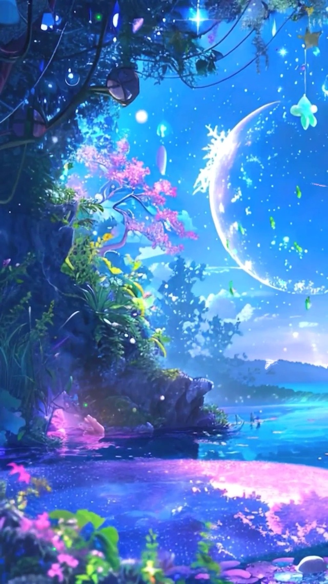 夜景护眼星球河流