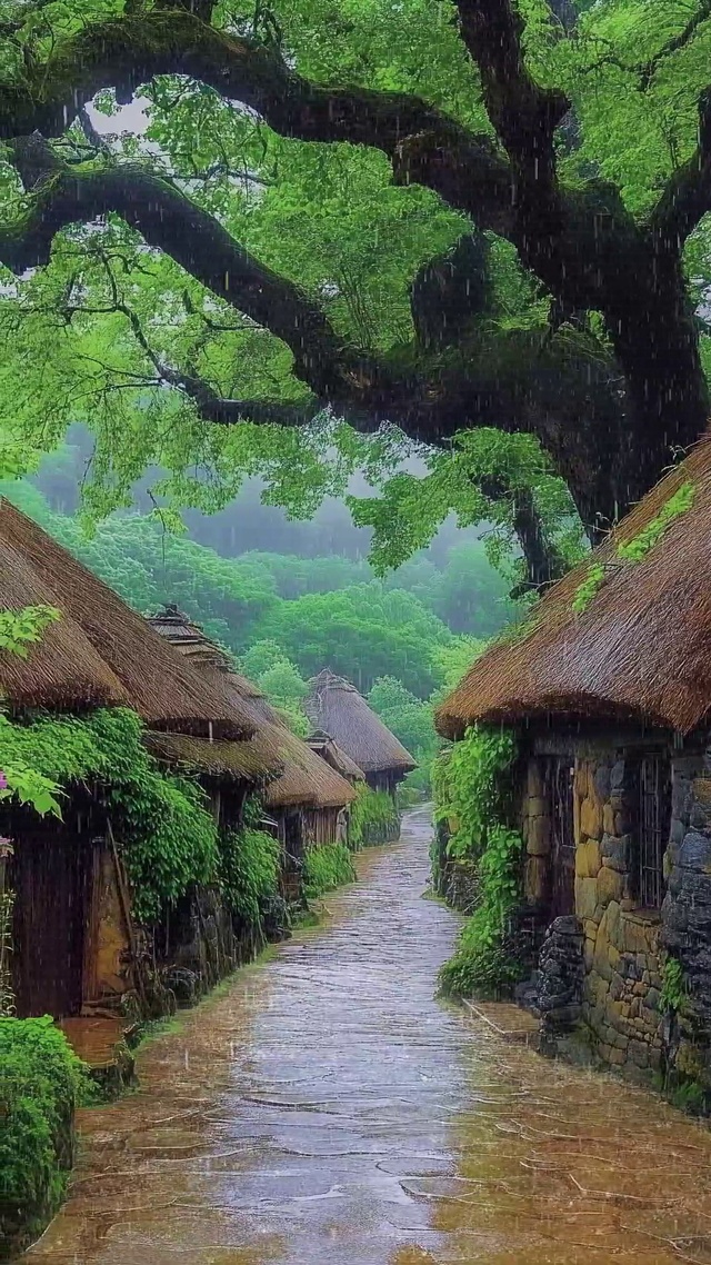 雨天村落