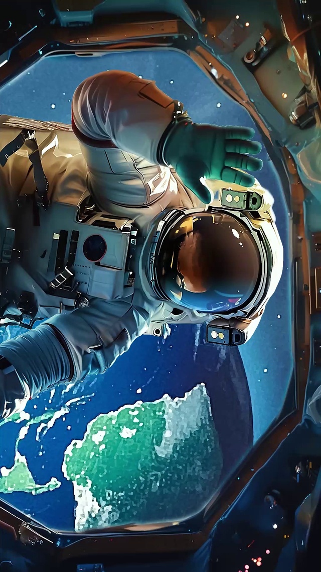 向大家挥手致意的宇航员