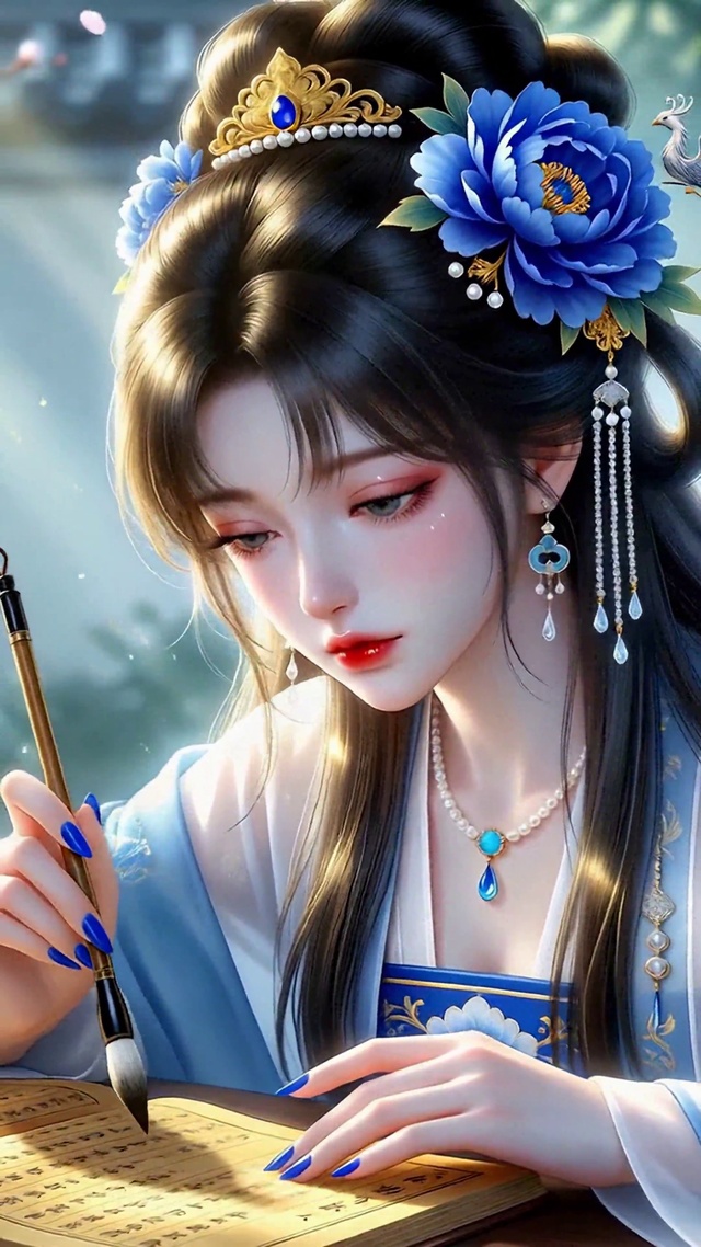 牡丹美人执笔