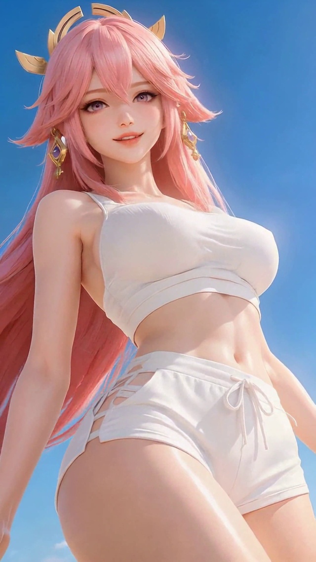 夏日海滩粉发八重神神子