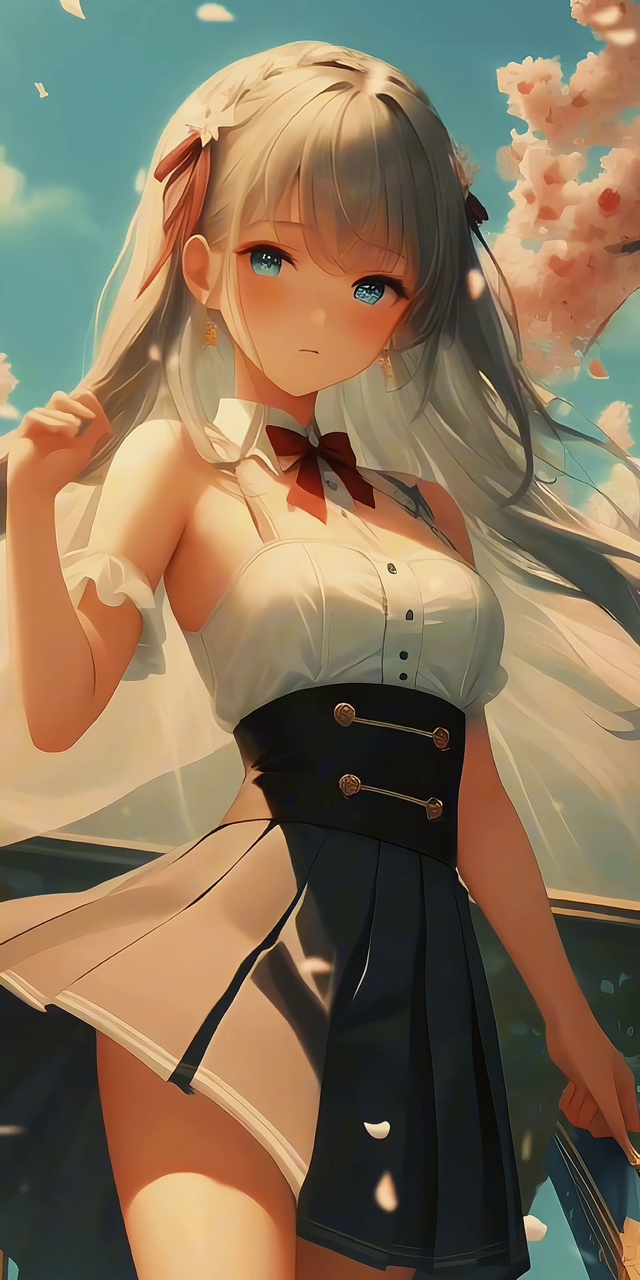 樱花树下的女孩4k动态