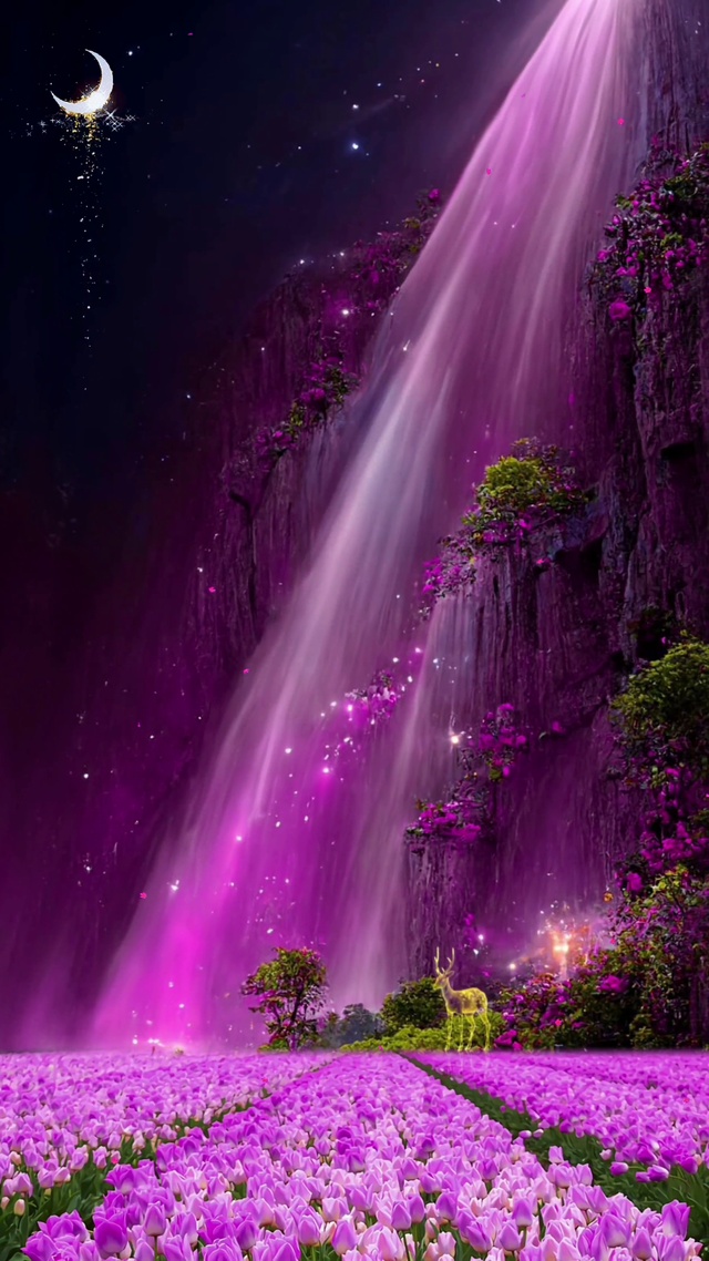紫色梦幻瀑布