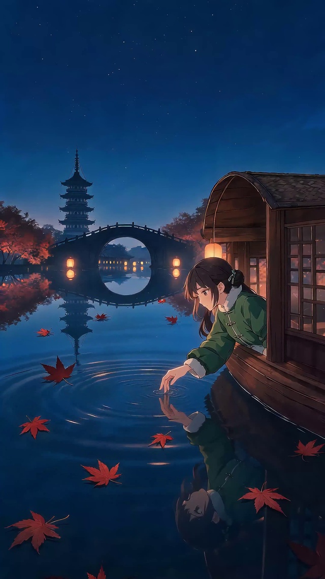 秋夜游湖