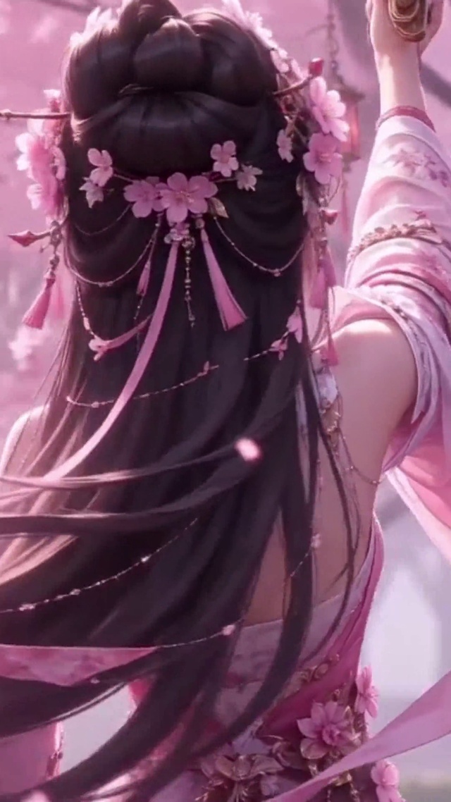 执剑粉色系二次元古风美女