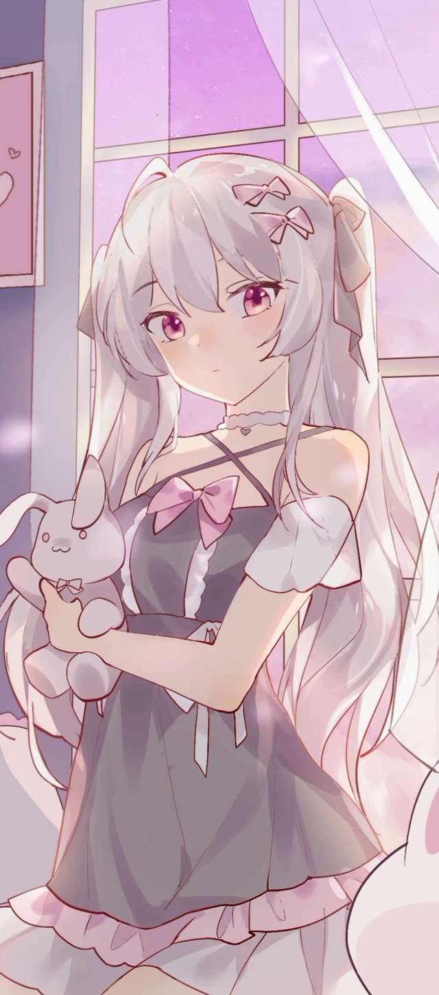 抱兔子的超可爱樱花少女