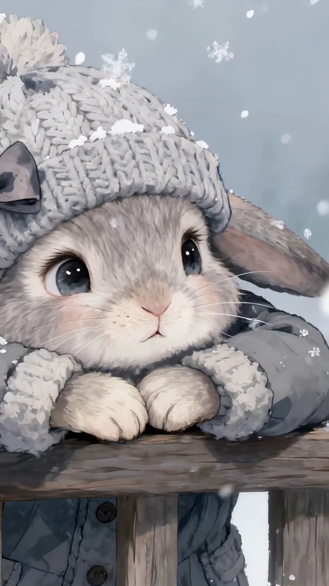 冬雪萌系长耳兔
