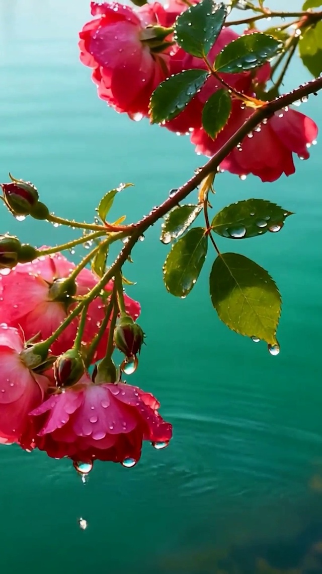 护眼花树枝海景