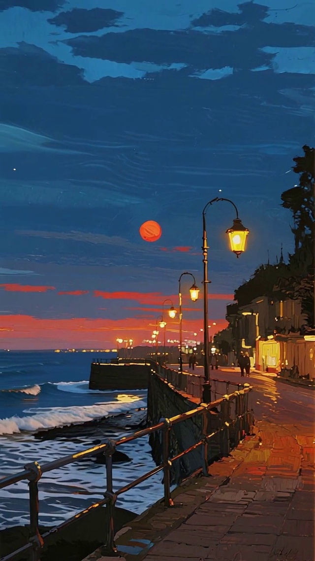 宁静的海边傍晚