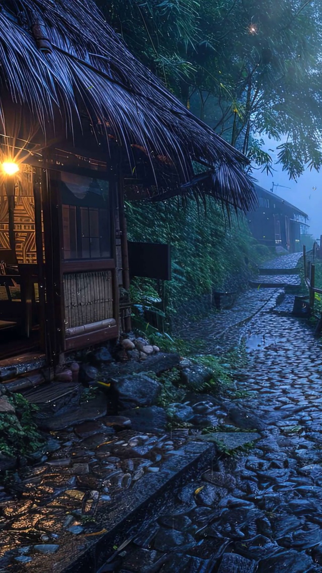 雨天树木