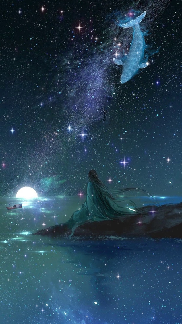 唯美星空鲸游图